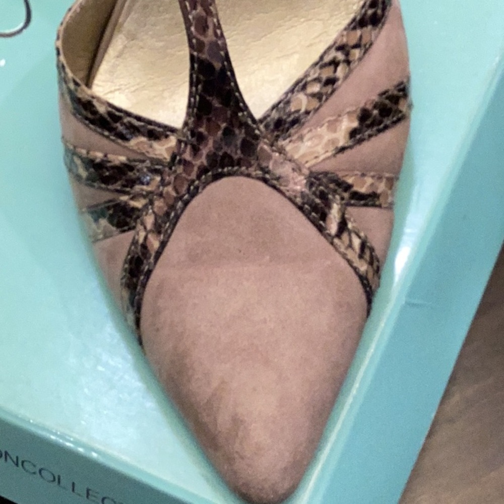 Jessica Simpson Brown and Tan Heels with Ankle Strap - Picture 3 of 5
